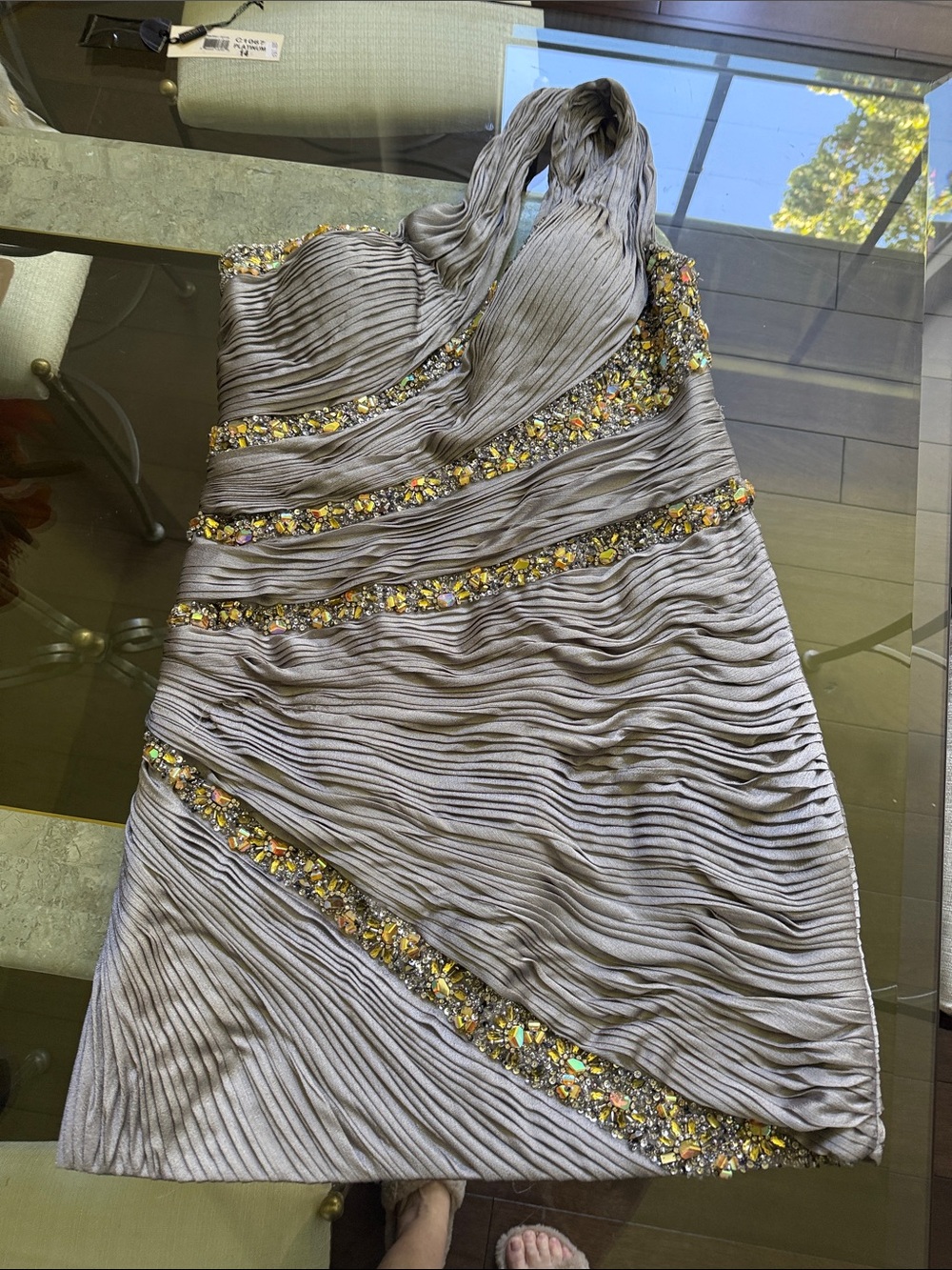 Terani Couture C1067 Platinum dress
See measurements for fit. Worn once.